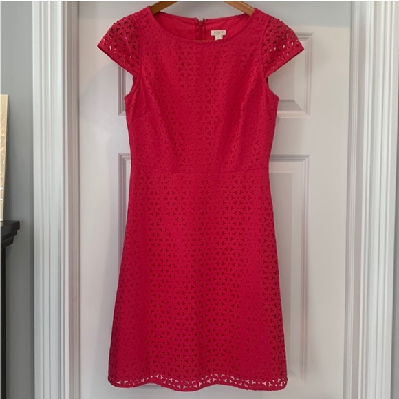 J crew pink laser cut cap sleeve dress size 2 - Picture 3 of 8
